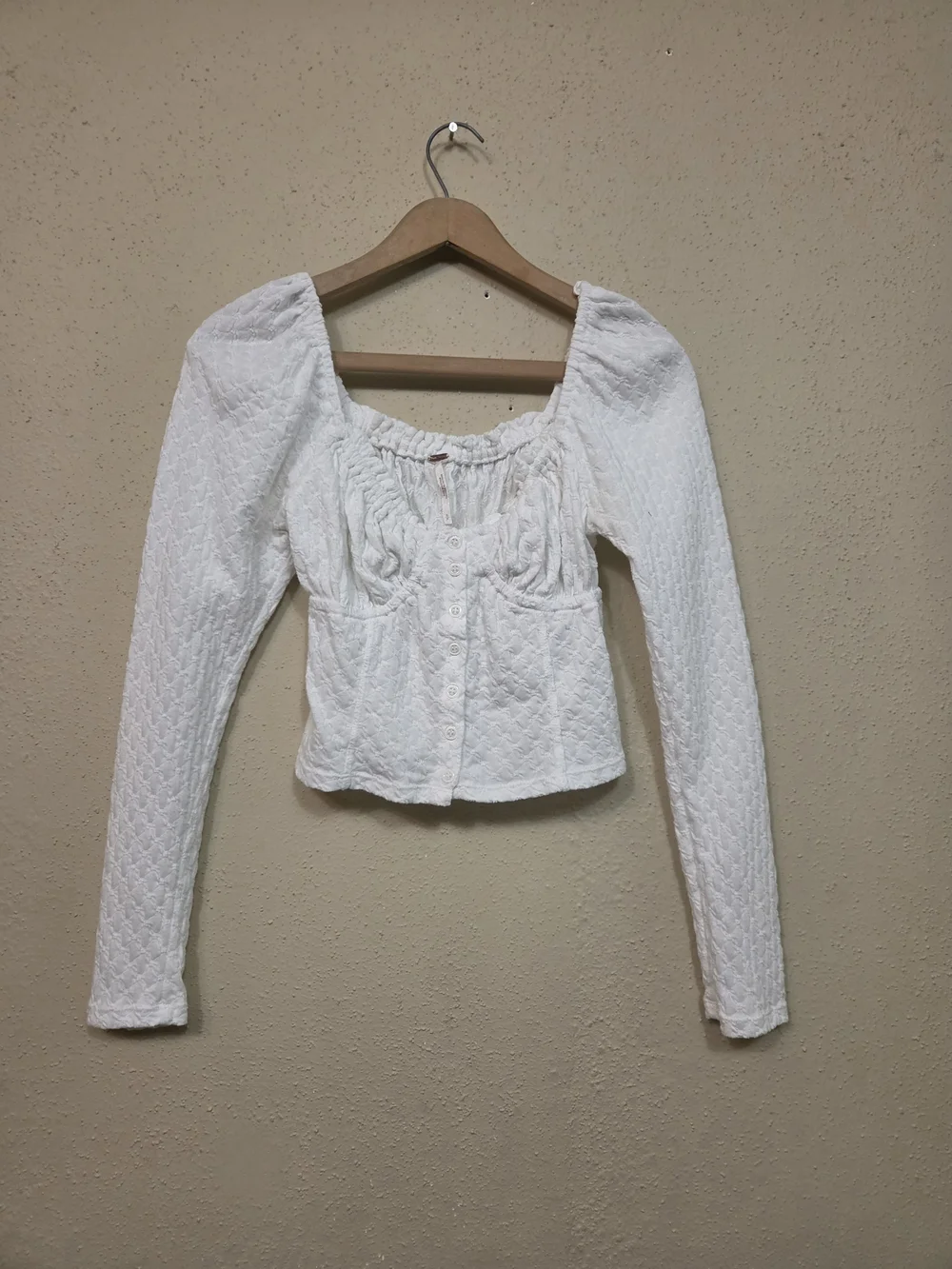 Free People Top Womens Small L9ng Sleeve White